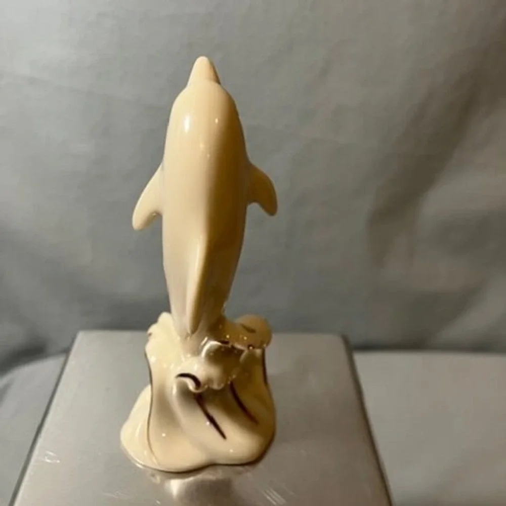 Lenox Porcelain Dolphin Cream & Gold 4